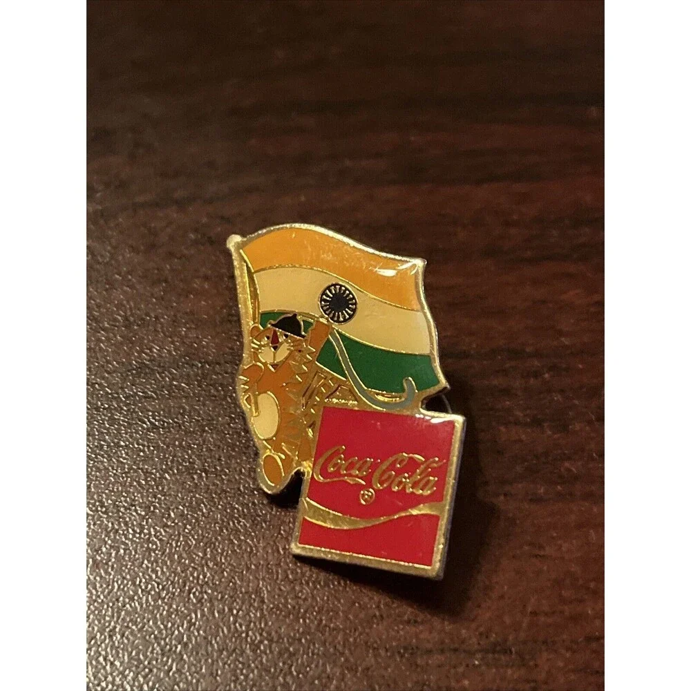 1988‎ Seoul Olympics Coca Cola Hodori Tiger India Flag Lapel Pin